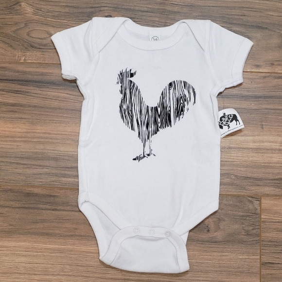 Rabbit Skins Other - Wood Grain Rooster Baby Onesie